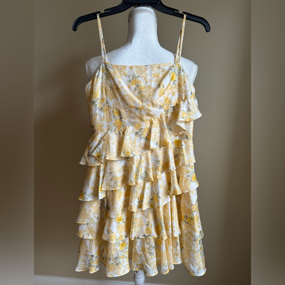 LoveShackFancy Yellow Floral Ruffle Dress